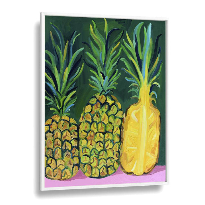 Pineapples Bar & Cafe Artwork in White Plain Frame