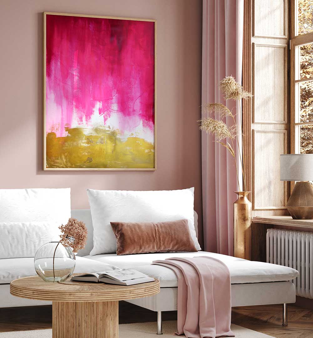PINK AND GOLD ABSTRACT , ABSTRACT PAINTINGS