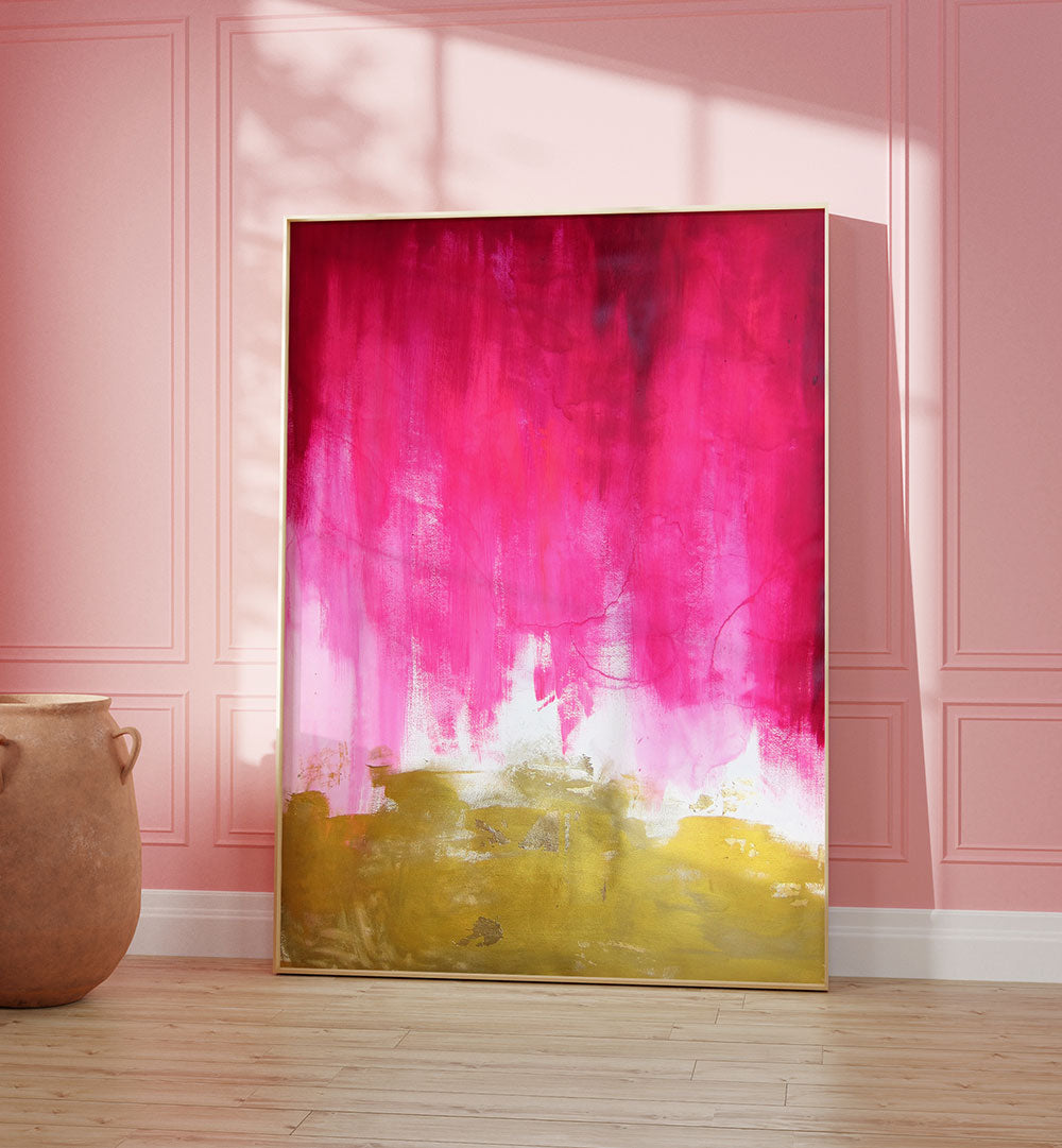 PINK AND GOLD ABSTRACT , ABSTRACT PAINTINGS