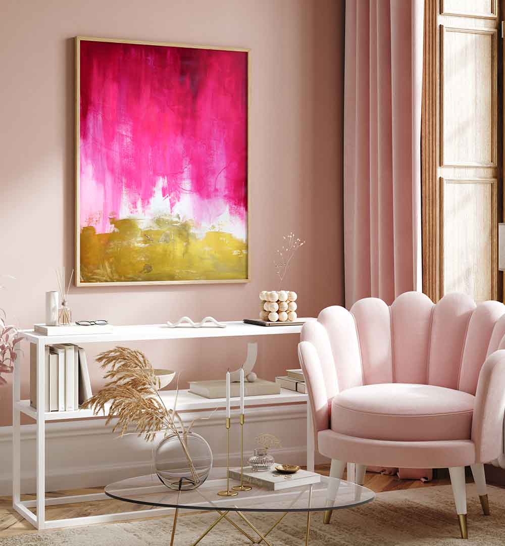 PINK AND GOLD ABSTRACT , ABSTRACT PAINTINGS
