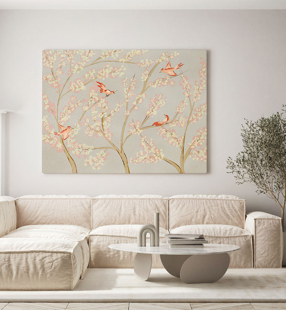 PINK BIRDS SPRING BLOSSOMS