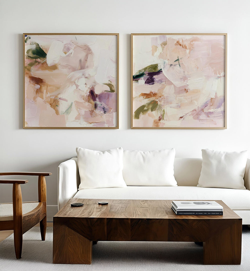 PINK BLUSH, SET OF 2 PAINTINGS