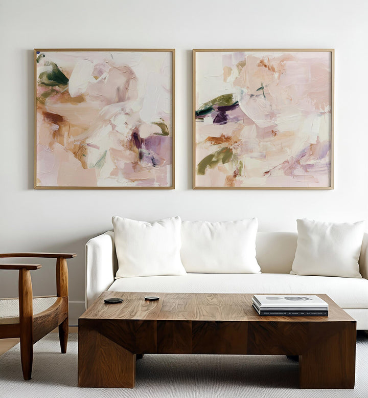 PINK BLUSH, SET OF 2 PAINTINGS