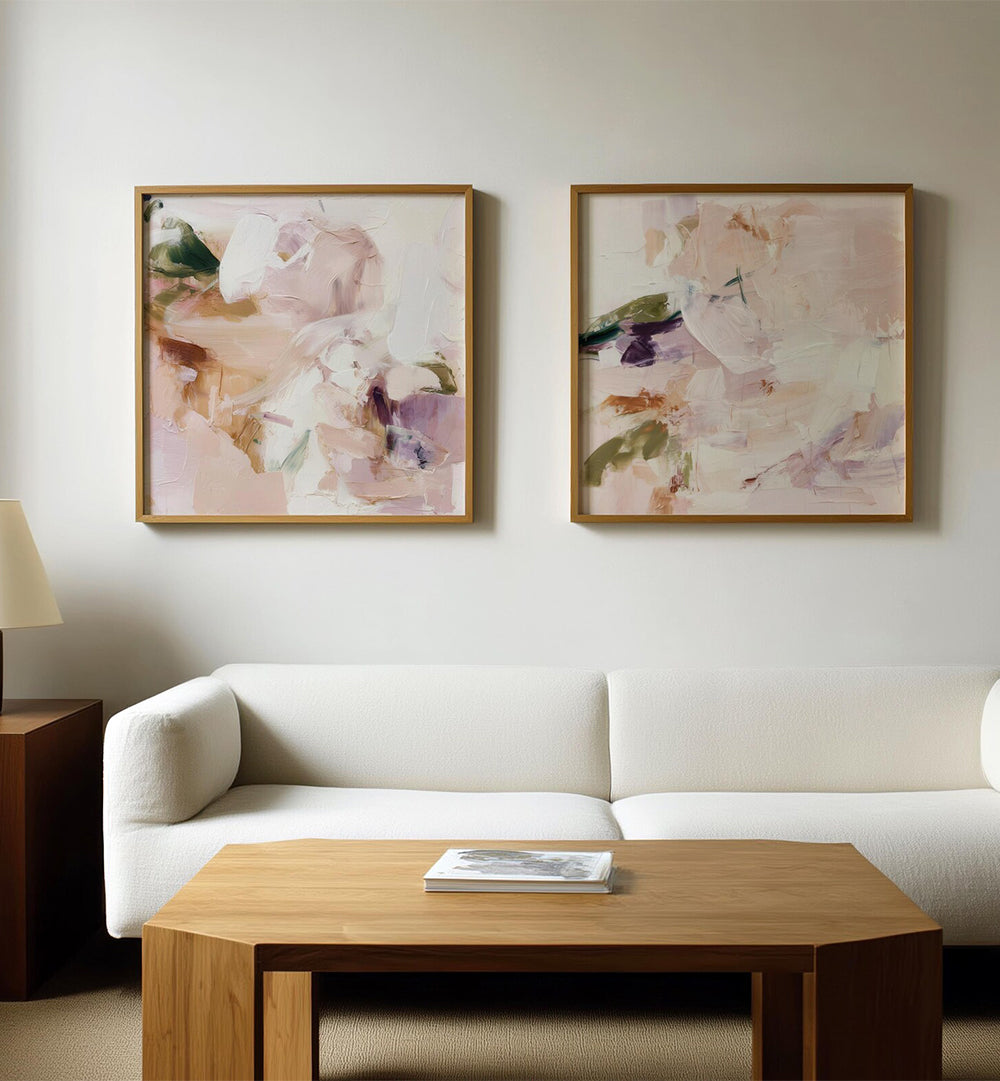 PINK BLUSH, SET OF 2 PAINTINGS