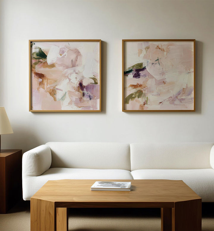 PINK BLUSH, SET OF 2 PAINTINGS