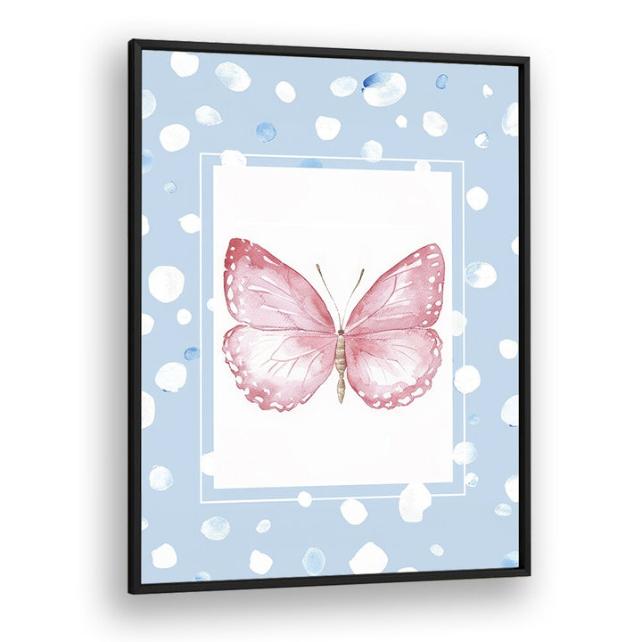 Pink Butterfly Kids art Artwork in Black Plain Frame
