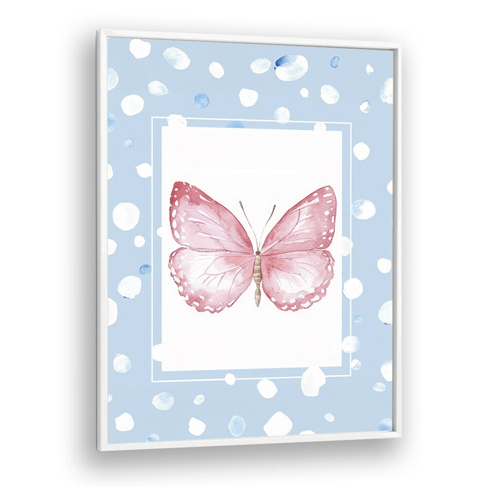 Pink Butterfly Kids art Artwork in White Plain Frame
