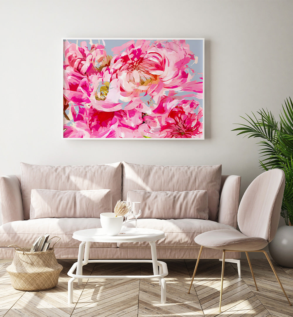 WILD PINK PEONIE , FLORAL FLOWER PAINTINGS