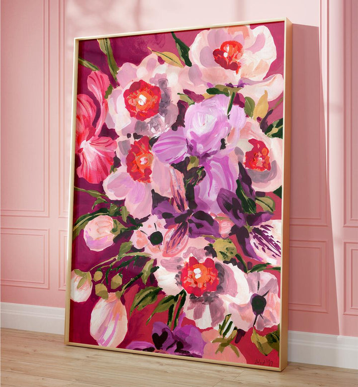 Pink Orchids By Ania Zwara Botanical Flower Paintings Artwork Placed Near Wall