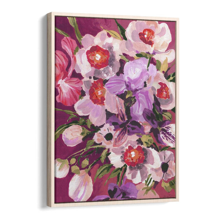 Pink Orchids By Ania Zwara Botanical Flower Paintings Artwork in Oak Wood Floater Frame