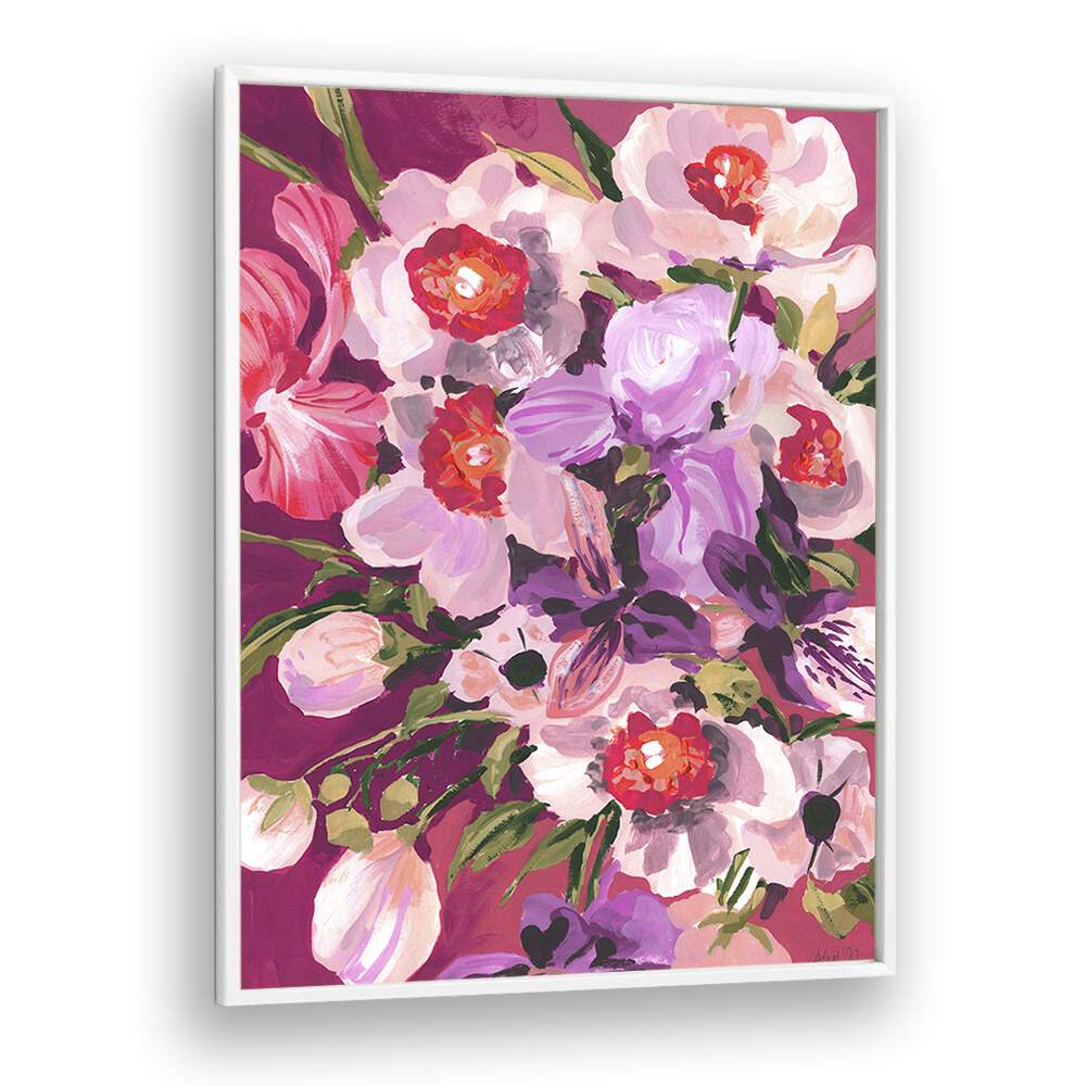 Pink Orchids By Ania Zwara Botanical Flower Paintings painting Artwork  in White Plain Frame