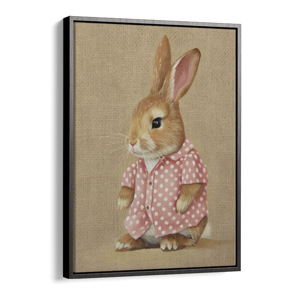 Pink Perfection Bunny's Style Kids Art Artwork in Black Floater Frame
