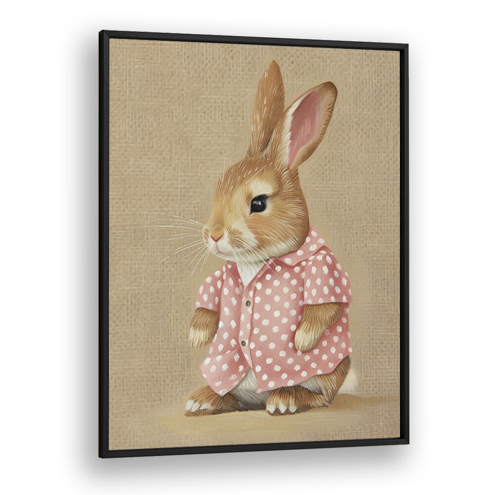 Pink Perfection Bunny's Style Kids art Artwork in Black Plain Frame
