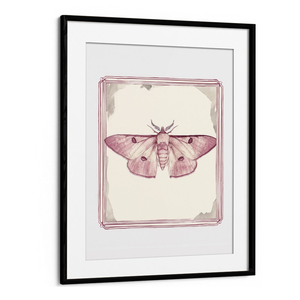 Pink Petal Flutter Kids Art Artwork in Black Frame With Mount
