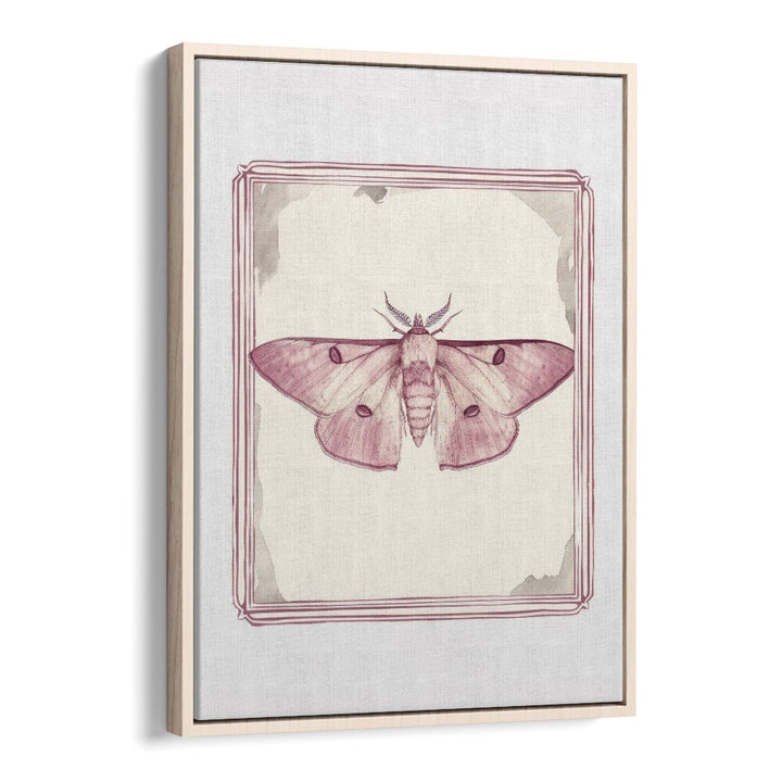 Pink Petal Flutter Kids Art Artwork in Oak Wood Floater Frame
