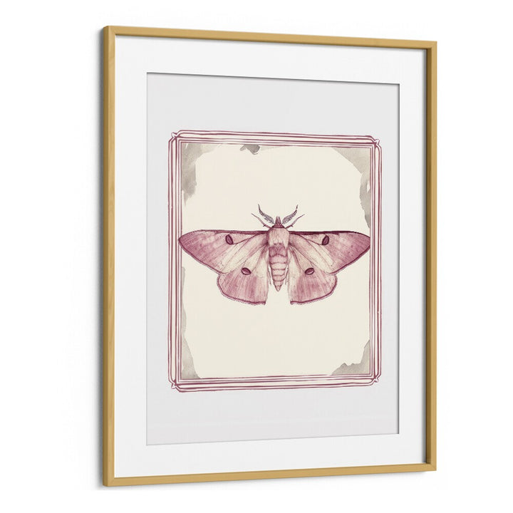 Pink Petal Flutter Kids Art Artwork in Oak Wood Frame With Mount
