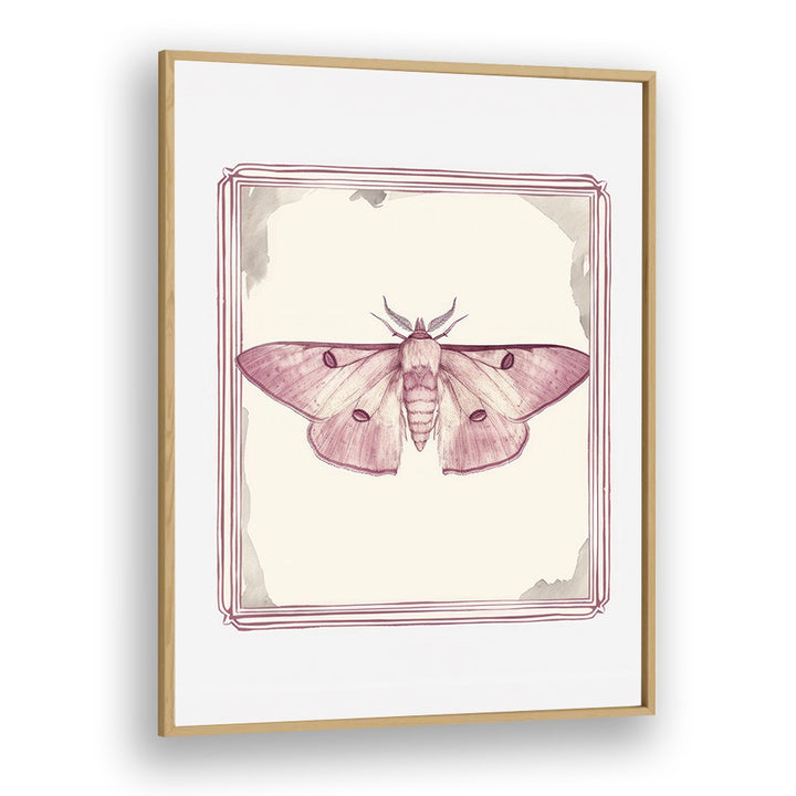 Pink Petal Flutter Kids Art Artwork in Oak Wood Plain Frame
