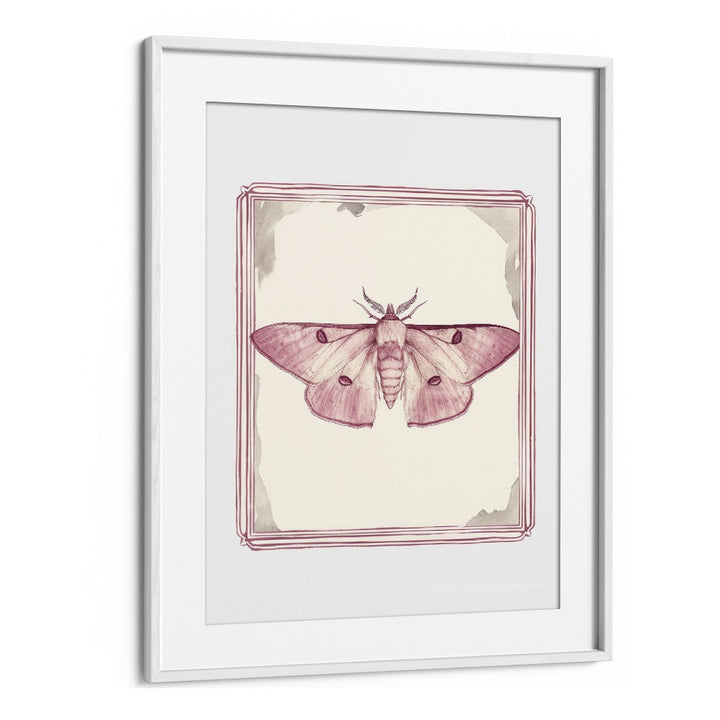 Pink Petal Flutter Kids Art Artwork in White Frame With Mount