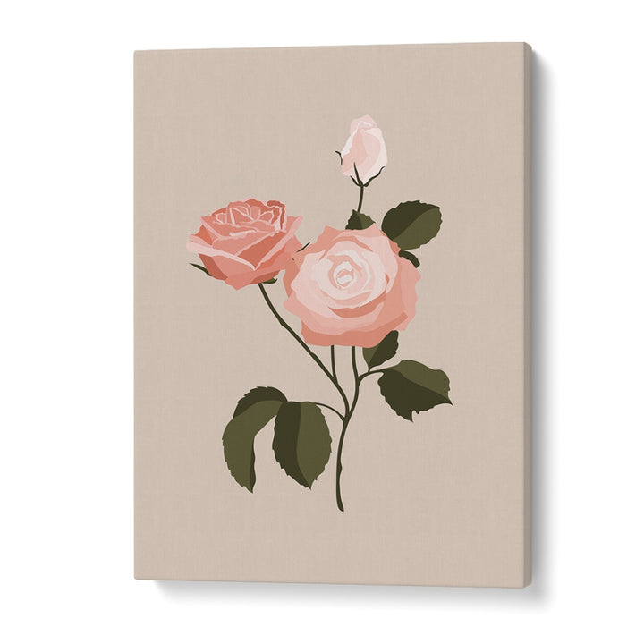 Pink Rose I Botanical Flower Paintings Artwork in Gallery Wrap