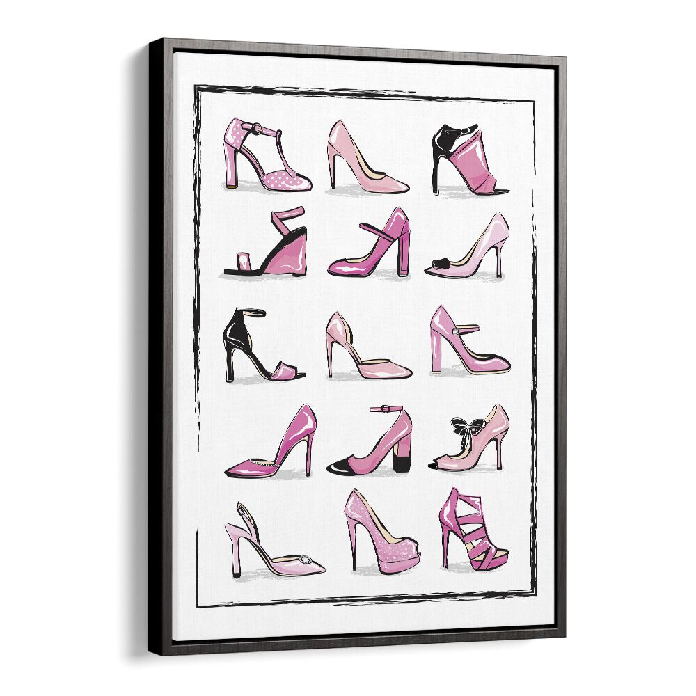 Pink Shoes Fashion Art Artwork in Black Floater Frame
