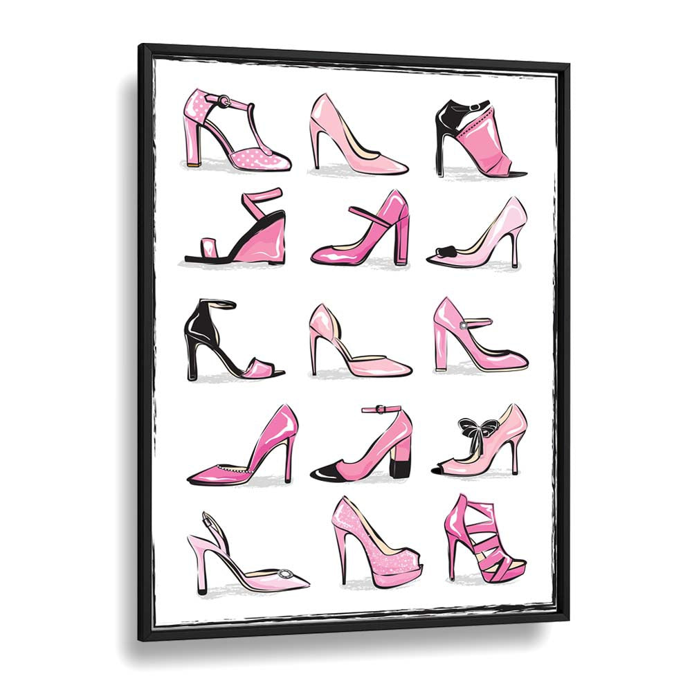 Pink Shoes Fashion art Artwork in Black Plain Frame
