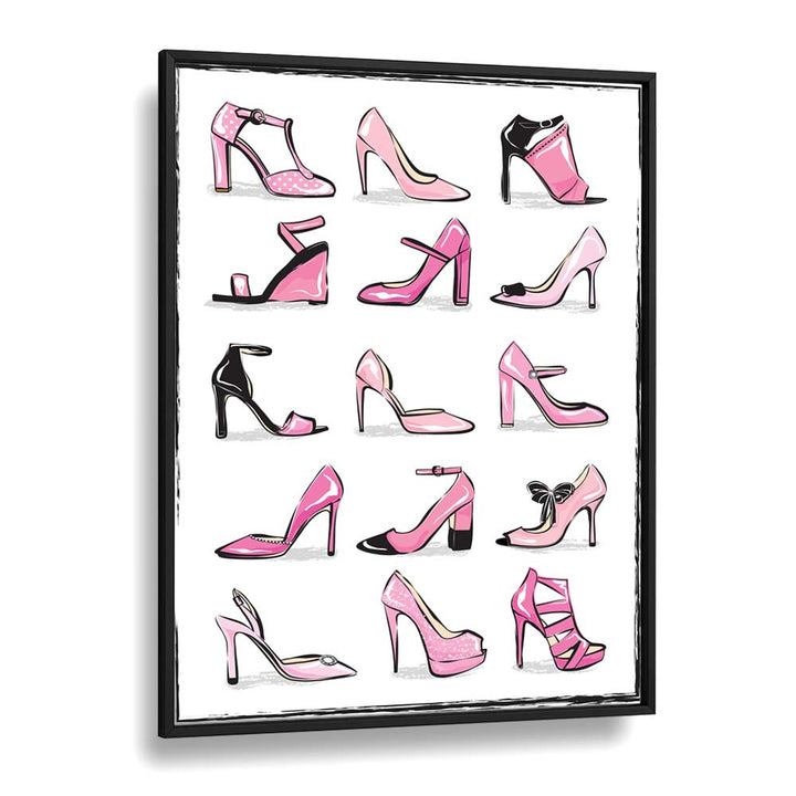 Pink Shoes Fashion art Artwork in Black Plain Frame
