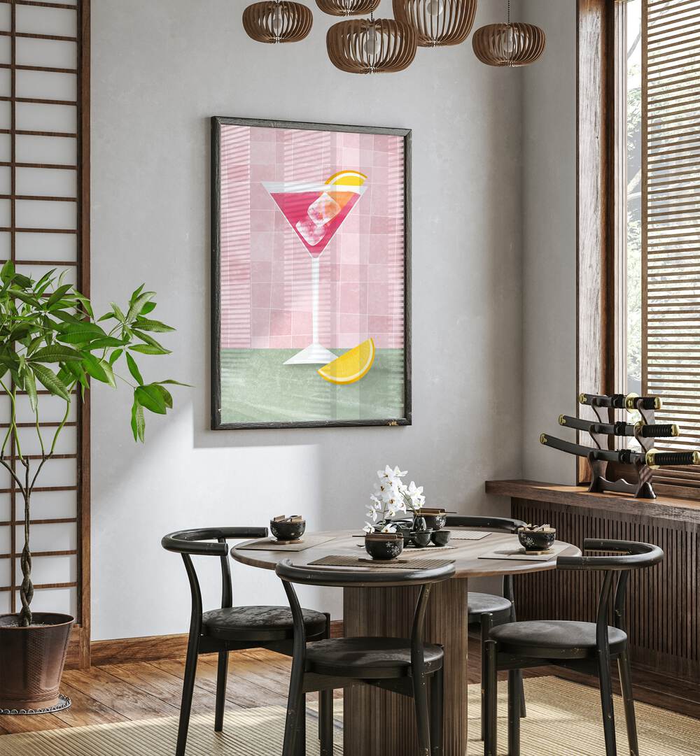 Stylish PINK COCTAIL, BAR & CAFE ART adds elegance to any space, showcasing a vibrant cocktail design.