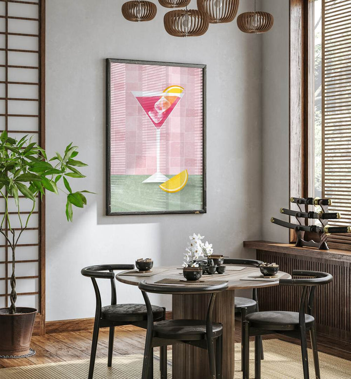Stylish PINK COCTAIL, BAR & CAFE ART adds elegance to any space, showcasing a vibrant cocktail design.