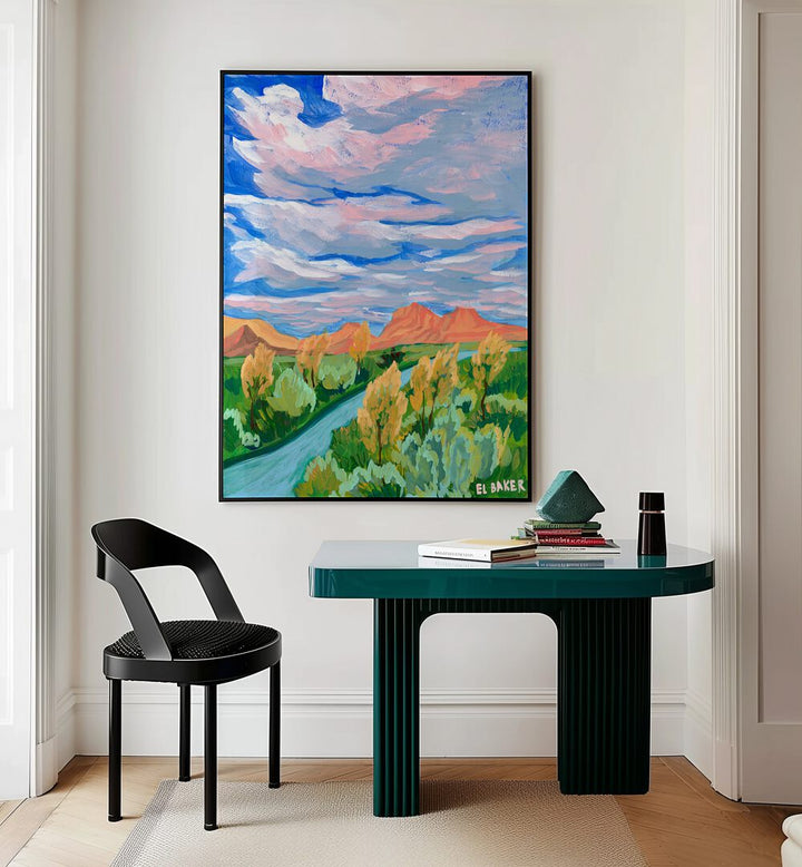 PINK MOUNTAIN DESERT , LANDSCAPE PAINTINGS