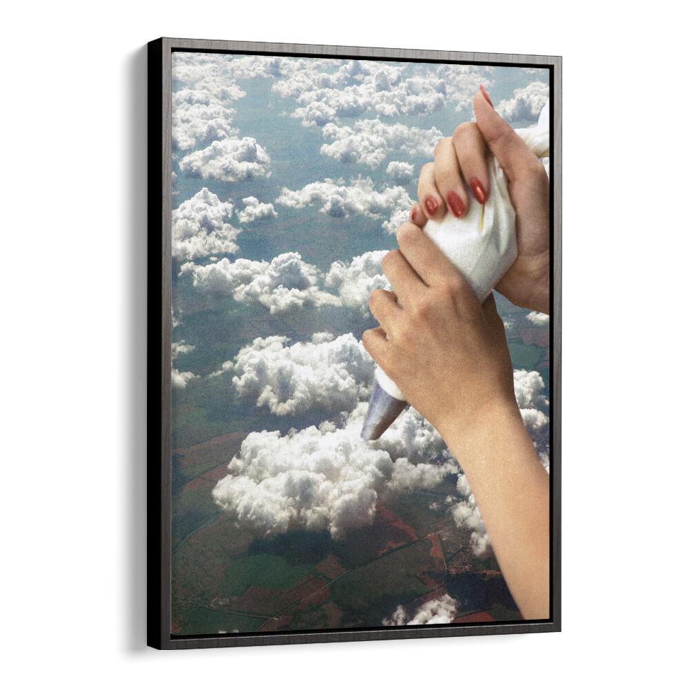 Piping Clouds - Whipped CreamPainting Artwork in Black Floater Frame
