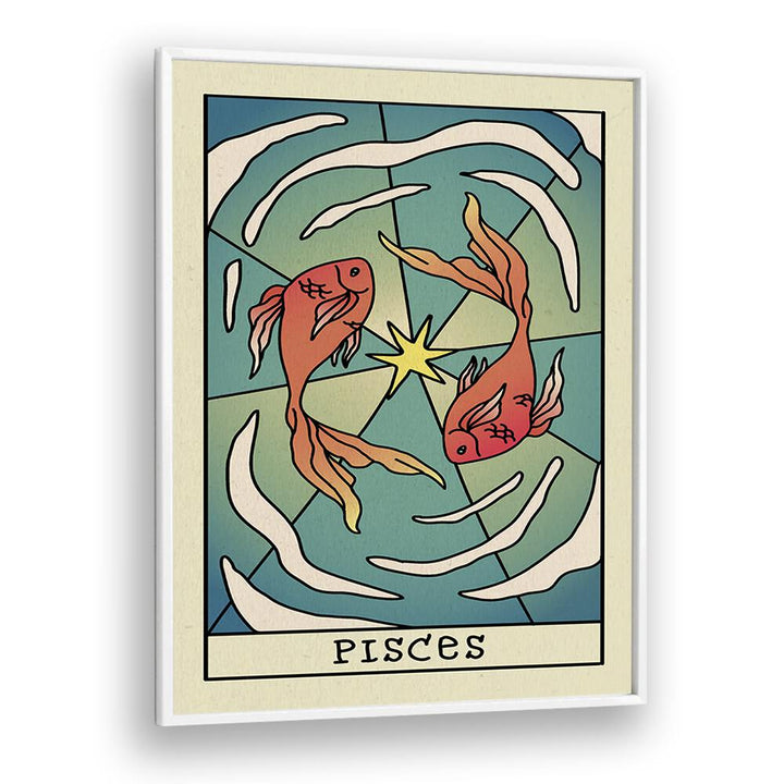 Pisces Zodiac & Tarot art Artwork in White Plain Frame