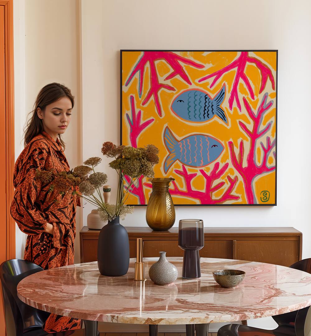 Stylish decor featuring PISCES III, ZODIAC & TAROT POSTERS, perfect for astrology lovers' spaces.