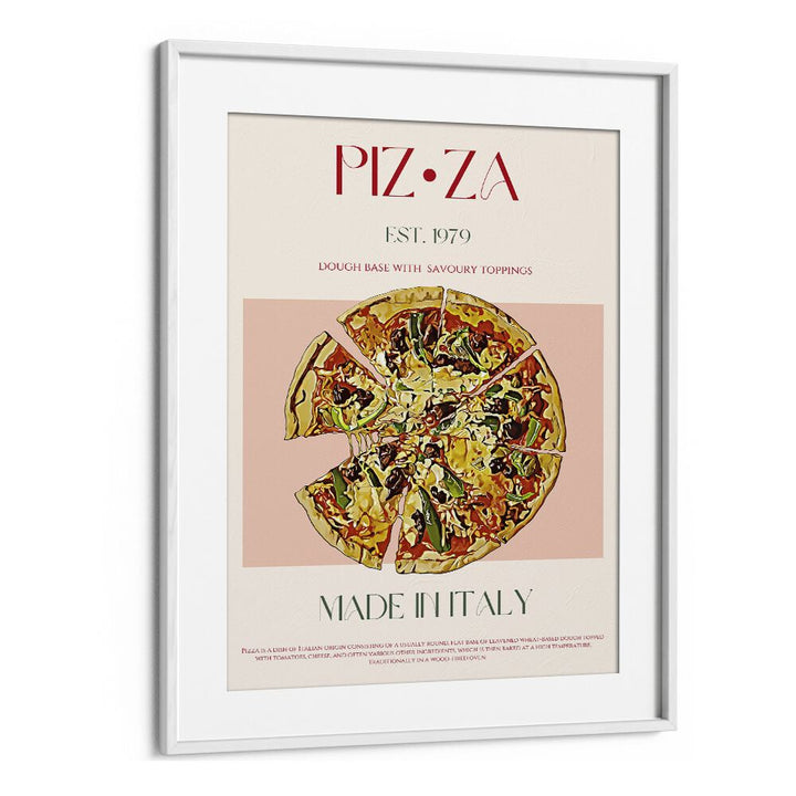 Pizza Bar & Cafe Artwork in White Frame With Mount