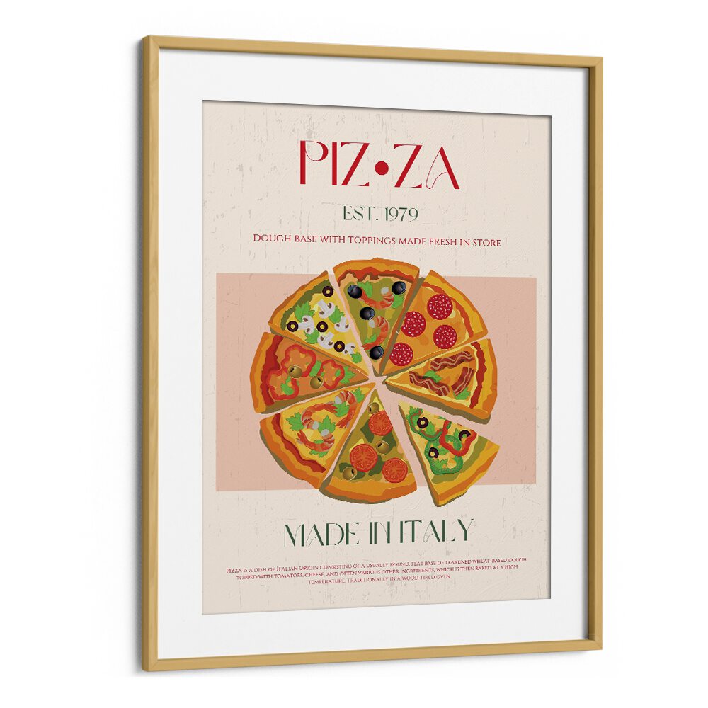 Pizza I Bar & Cafe Artwork in Oak Wood Frame With Mount