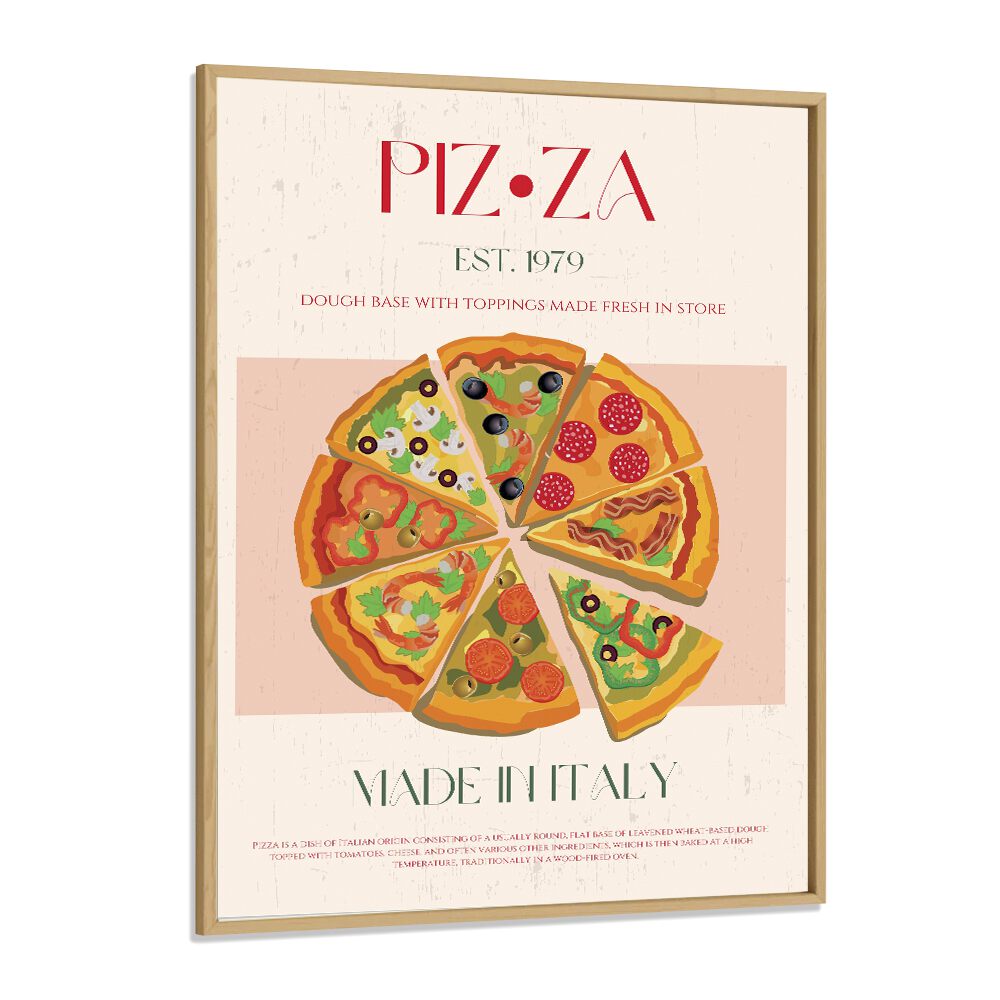 Pizza I Bar & Cafe Artwork in Oak Wood Plain Frame