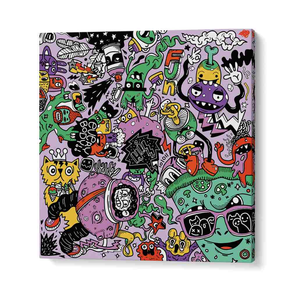 Pizza N Stuff Doodle Art Artwork in Gallery Wrap