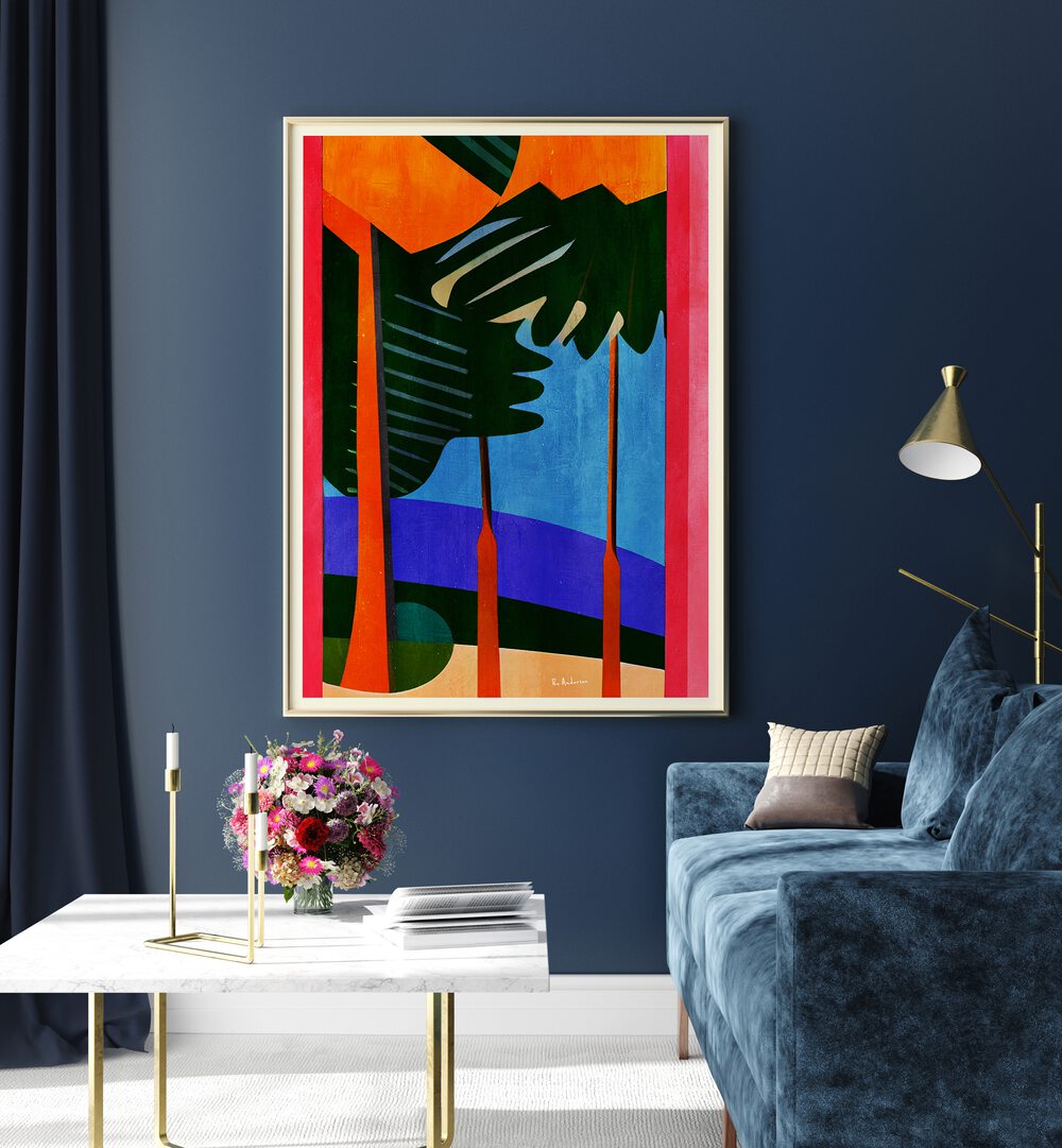 Colorful POLYNEITUSIE FRANCISAISE , BEACH PAINTINGS enhance modern decor, bringing coastal tranquility to your space.