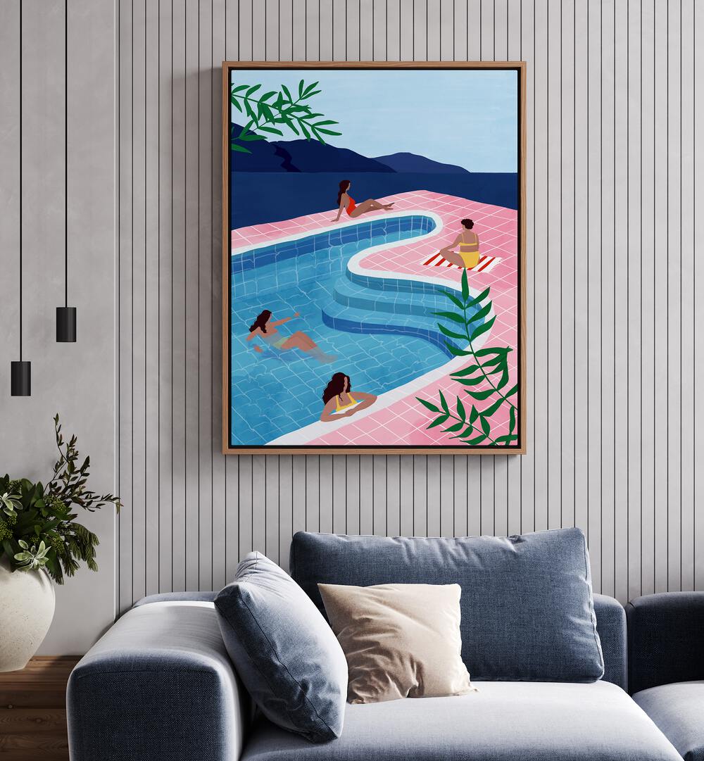 Pool Ladies,, Maja Tomjanovic Art Artwork  Placed on a wall In A Living Room 

