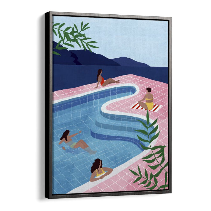 Pool Ladies, Maja Tomjanovic Art Artwork in Black Floater Frame