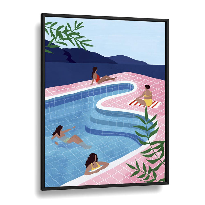 Pool Ladies, Maja Tomjanovic Art Artwork in Black Plain Frame