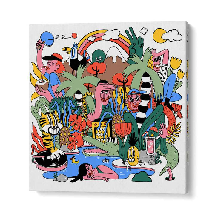 Pool Party In The Wild Comic Art Artwork in Gallery Wrap