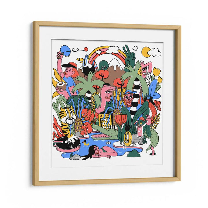 Vibrant POOL PARTY IN THE WILD, COMIC POSTERS bring playful whimsy to your space with colorful wall art.