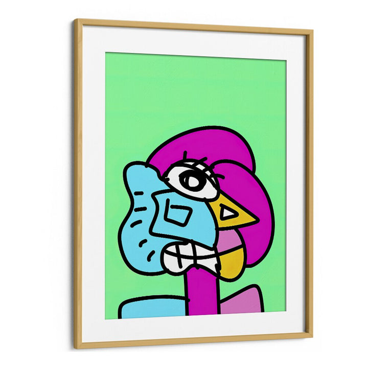 Pop Art IO Pop Art Artwork in Oak Wood Frame With Mount