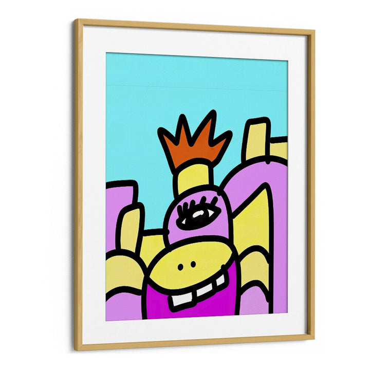 Pop Art V Pop Art Artwork in Oak Wood Frame With Mount