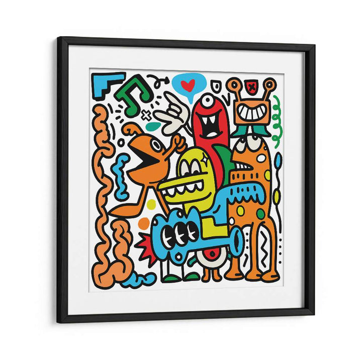 Pop Music Monsters Comic Art Artwork in Black Frame With Mount