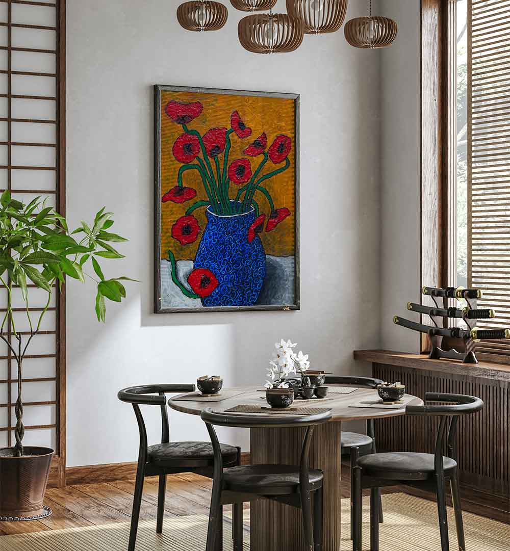 Vibrant POPPIES, FLORAL FLOWER PAINTINGS brighten up the room with elegance and artistic expression.