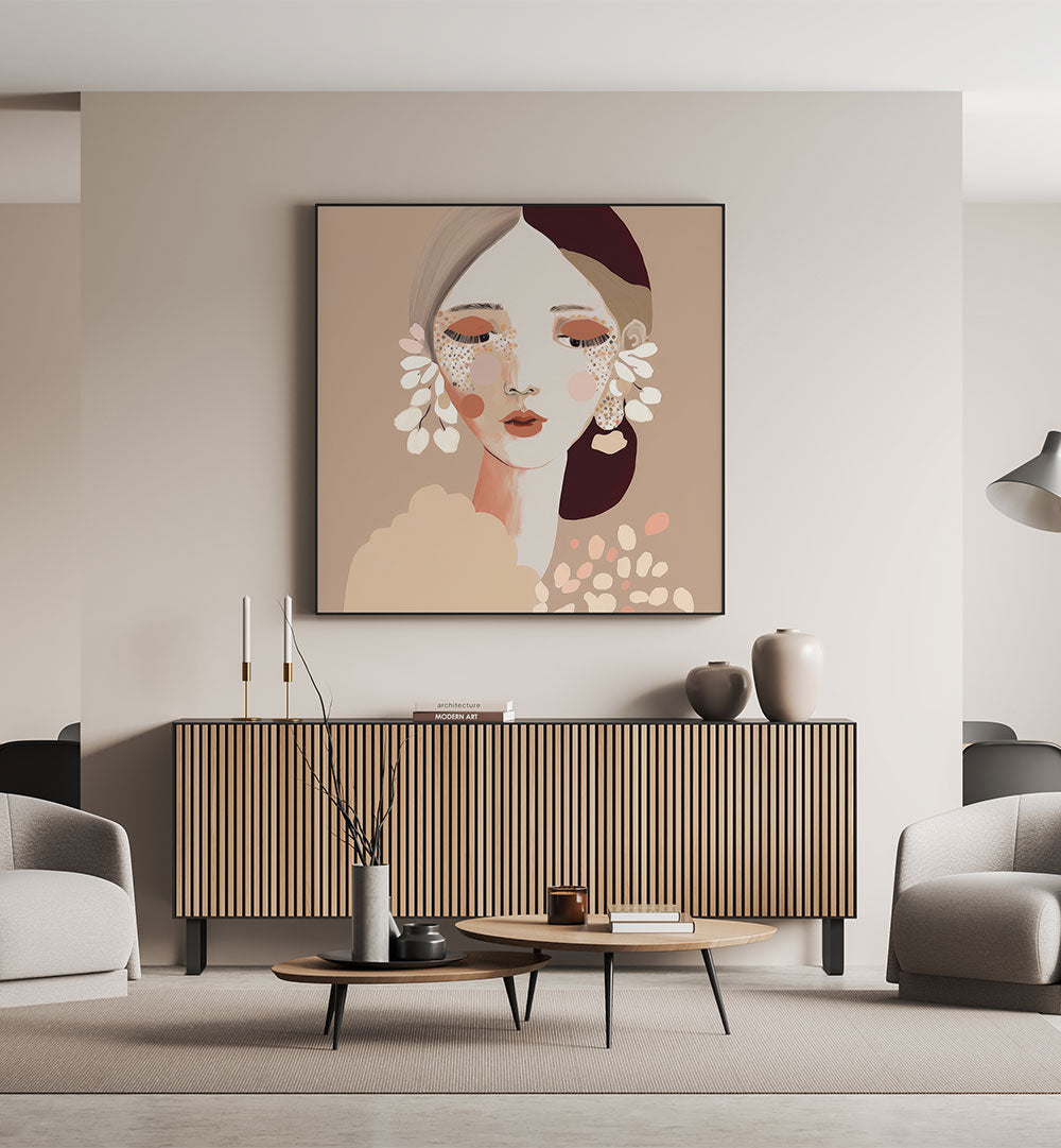 PORTRAIT OF A WOMAN WITH A CALM EXPRESSION , PORTRAITS & FIGURATIVE ILLUSTRATIONS