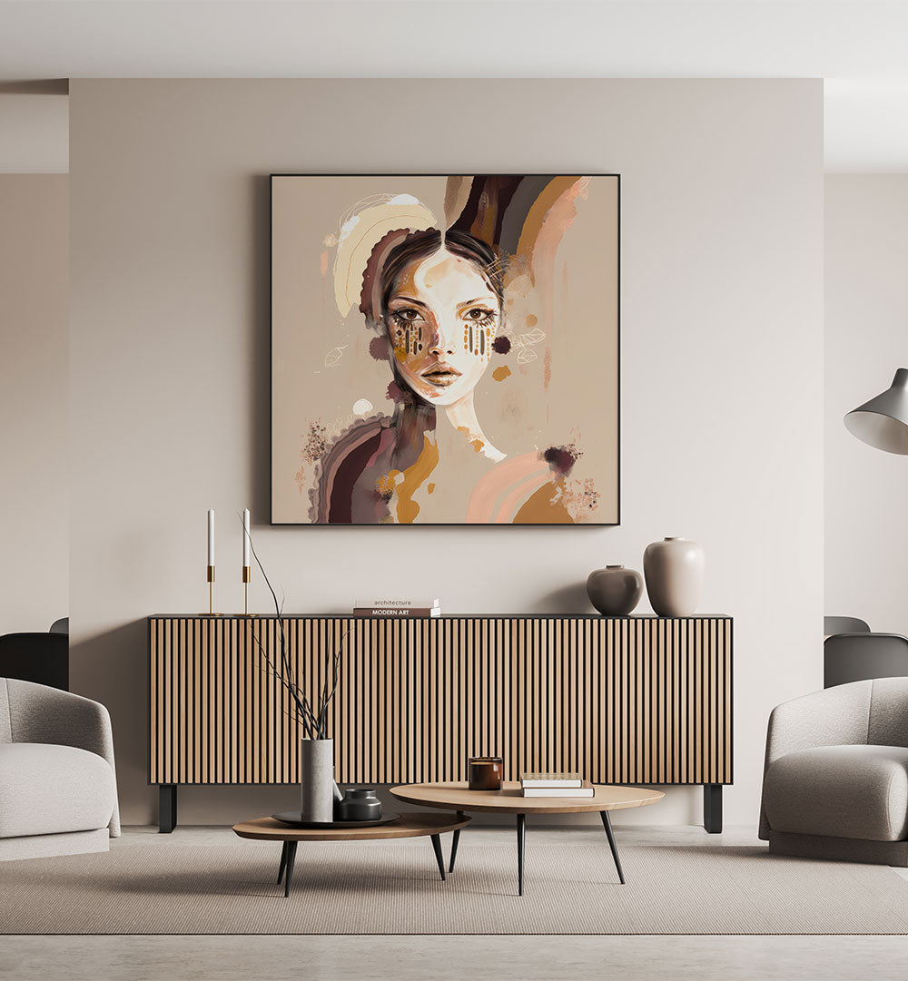 PORTRAIT OF A WOMAN WITH A SERENE EXPRESSION , PORTRAITS & FIGURATIVE ILLUSTRATIONS