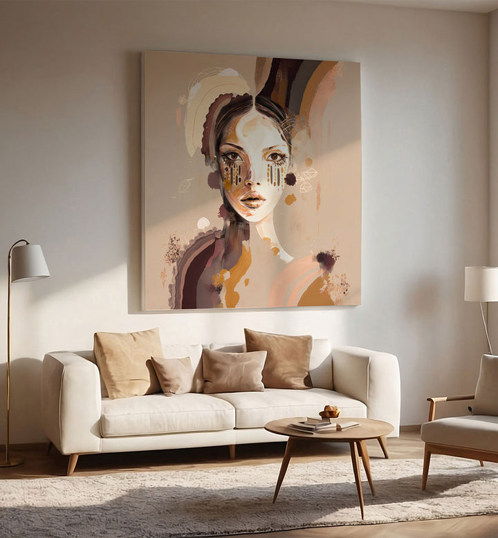 PORTRAIT OF A WOMAN WITH A SERENE EXPRESSION , PORTRAITS & FIGURATIVE ILLUSTRATIONS