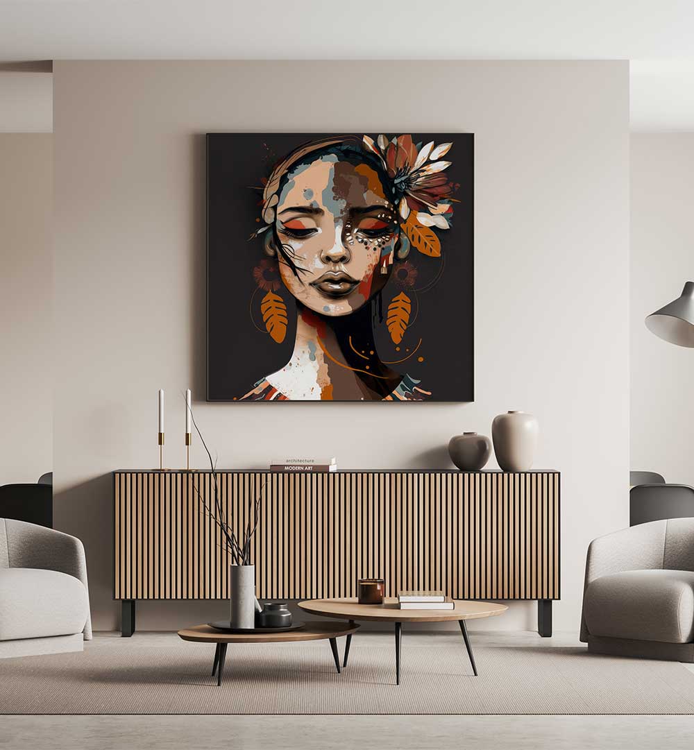 PORTRAIT OF A WOMAN WITH CLOSED EYES , PORTRAITS & FIGURATIVE ILLUSTRATIONS